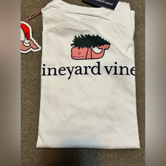 Vineyard Vines Whale & Christmas Tree Long-Sleeve Pocket Tee Size L XL XXL - Picture 7 of 8